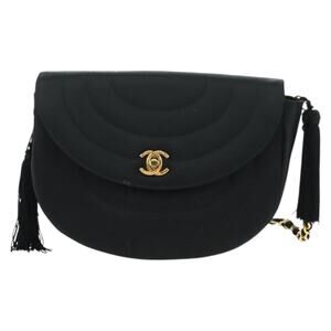 Chanel Half Moon Chain Shoulder Bag Black